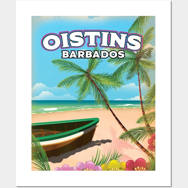 Oistins Barbados vintage beach poster Wall Art by nickemporium1